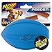 Nerf Dog Football Dog Toy with Interactive Treat Feeder, Lightweight, Durable and Water Resistant, 7 Inch Diameter for Medium/Large Breeds, Two Pack, Blue and Green