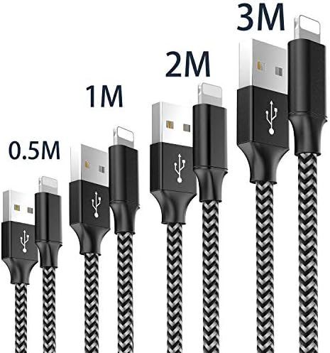 Phone Charger,QGhappy [4Pack 0.5M 1M 2M 3M]，Faster charge, more durable quality high-level Nylon Braided cable Compatible with iPhone XS/ XS Max/ XR/ X/ 8/ 8Plus/ 7/ 7Plus/ 6s/ 6sPlus/ 6/ 6Plus/ 5
