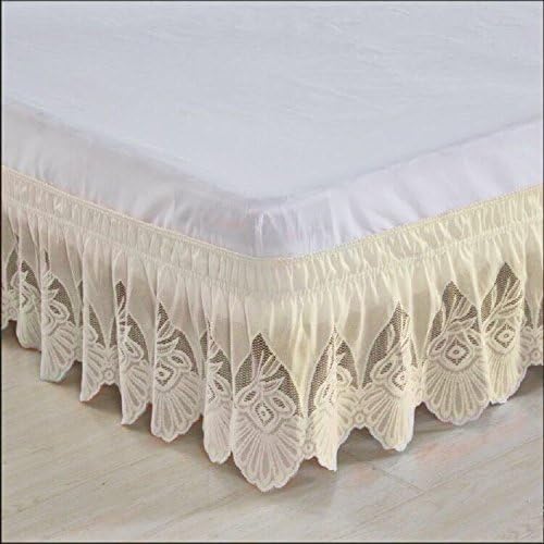 hxxkactLace Wrap around bed, Skirt elastic dust ruffle easy fit Wrinkle and fade resistant solid color hotel quality fabric 15inch Drop Queen-king Full Pins Twin-B 150x200cm(59x79inch)