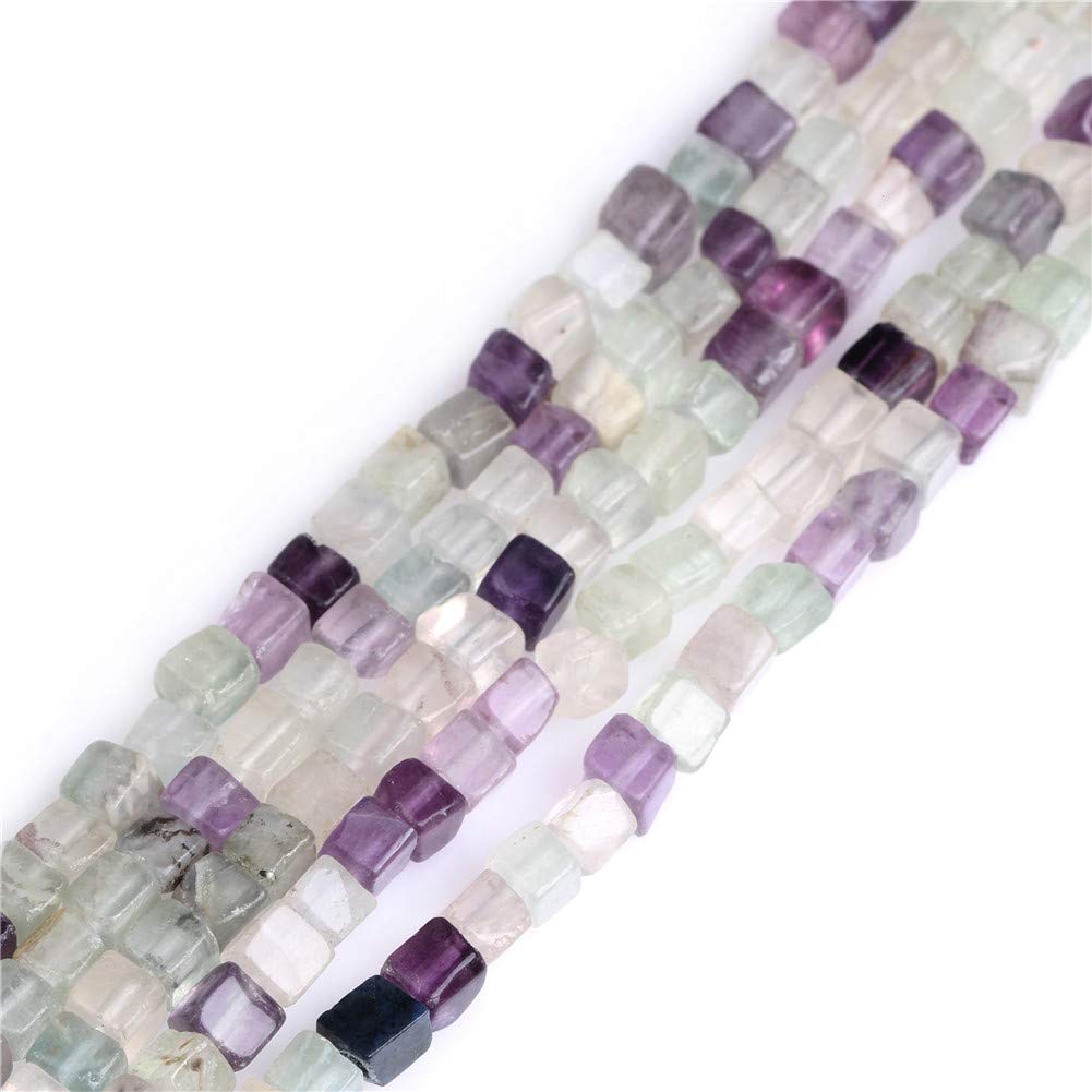 4mm Multicolor Cube Natural Rainbow Fluorite Quartz Beads for Jewellery Making Strand 15"