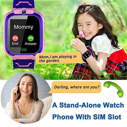 Kids Phone Smart Watch Boys Girls GPS Tracker 2 Way Call Wrist Watch 1.44" HD Touch Camera Games SOS Anti Lost Children Fitness Tracker Alarm Clock Holiday Toy (A-Pink 2019 New)