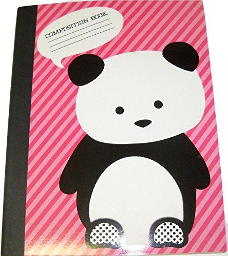 Carolina Pad Studio C Wide Ruled Composition Book ~ the Hair of the Dog Collection (Panda on Pink Stripes; 7.5