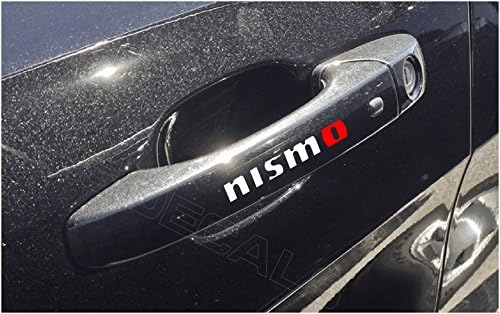 Jis Decals Generic NISMO DOOR HANDLE DECALS (WHITE & RED) 2 DECALS