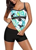 Blibea Womens Athletic Underwire Tankini Top with Shorts Swimsuit Swimwear Plus Size (S-XXXL)