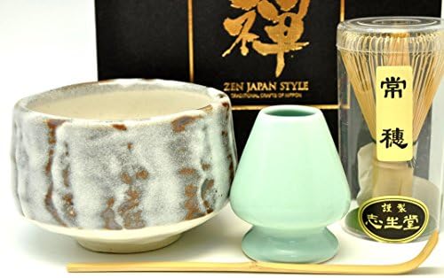 Japanese Mino Yaki ware Matcha Bowl And Tea Ceremony Set Green Tea 11.5 / 11.5 / 8cm (4.5 / 4.5 / 3.1inch)[7400]