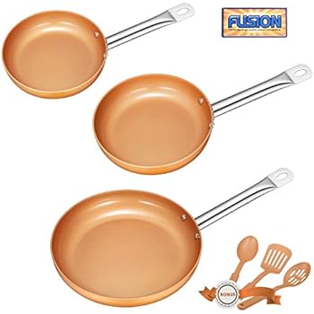 Deik Frying Pan Set, Non-Stick Ceramic Coated Copper Set 8