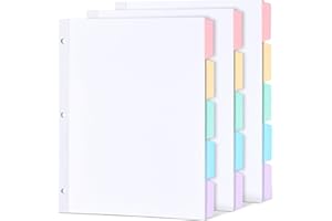 Forvencer Blank Writable Binder Dividers, 1/5 Cut Tabs, 3 Hole Punch Dividers with Reinforced Edge, Binder Dividers with Multicolor Tabs, Letter Size, 3 Sets, 15 Dividers