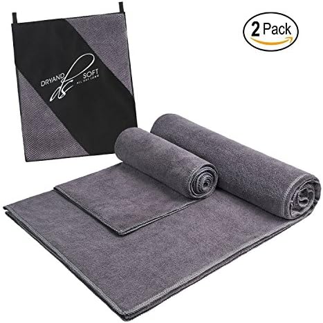 Microfiber Bath Towel 2 Pack - Two Sizes Large and Medium for Quick and Easy Drying - Extra Absorbent, Lightweight