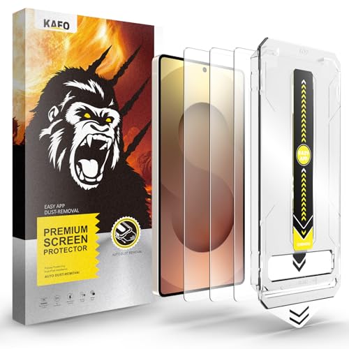 Película protectora de pantalla de vidrio templado 9H [3 piezas] para Samsung Galaxy - Alta definición, ultra resistente [Grado Militar] con una herramienta de instalación libre de polvo (S25 Ultra)