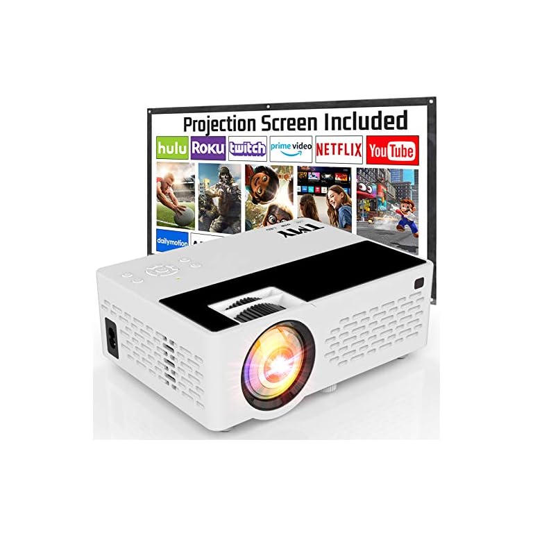 T M Y Projector 6500 Lumen with 100 Inch Projector Screen, 1080P Full