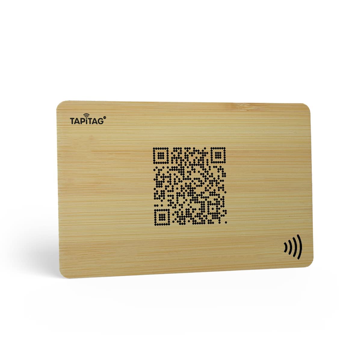 TAPiTAG Wooden Digital Business Card - NO Subscription Required - Contactless Wooden Card with NFC, QR and Online Profile for Networking and Business Events (Bamboo)