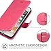 TUCCH Wallet Case for iPhone 8 Plus/iPhone 7 Plus, Magnetic Stand Card Slot Money Pouch, PU Leather Purse Flip Cover [TPU Interior Case] Compatible with iPhone 8 Plus/7 Plus, Hot Pink