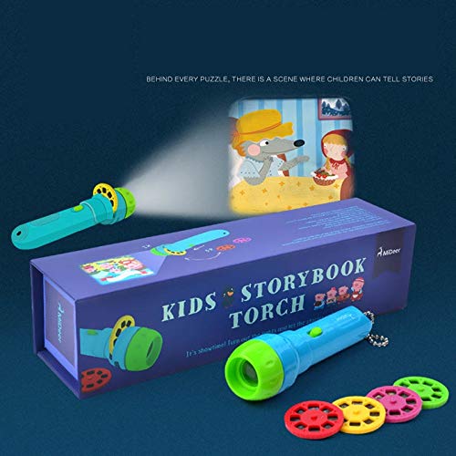 Grocoto Action & Toy Figures - Story Projector Torch Educational Light-up Figure Toys Children Kids Develop Toy Play Sleeping Stories Flashlight Toys 1 PCs