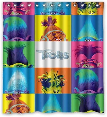 Trolls Colorful Personalized Custom 66" x 72" Waterproof Polyester Fabric Shower Curtain