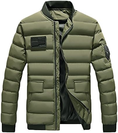 AACFCHAIN Men's Army Green Winter Militery Lightweight Down Jacket Baseball Collar Outwear Coat 4X Big