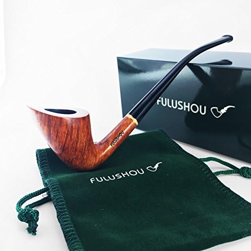 FULUSHOU Mediterranean Briar Wood Tobacco Pipe, Freestyle Bend Tobacco Pipe