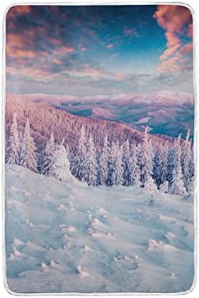 Top Carpenter Winter Carpathian Mountains Velvet Plush Throw Thermal Blanket - 60x90 in - Printed for Couch Bed Sofa Car