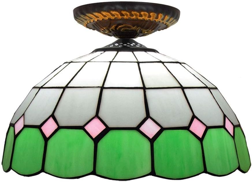 H.Y.FFYH Pendelleuchte 30CM Grüne Buntglas-Restaurant Schlafzimmer