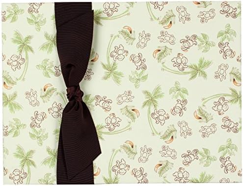 Tessera Baby Memory Book, Modern Gender-Neutral Baby Keepsake, Baby Monkey Cloth with Brown Ribbon