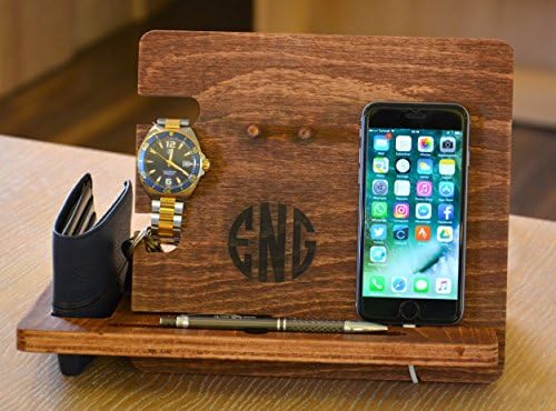 Dock Station, Gift for him, Docking Station, Organizer Station, Wood dock station, phone stand, nightstand valet, custom, Birthday gift, Anniversary, Gift for dad, Gift for boyfriend, iPhone