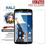 Halo Screen Protector Film High Definition (HD) Clear (Invisible) Google Nexus 6 (3-Pack) - Lifetime Replacement Warranty