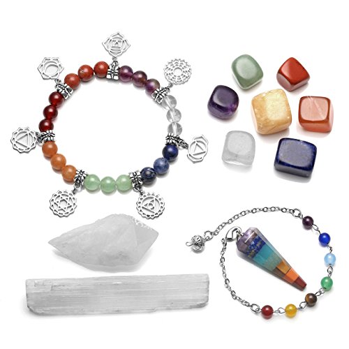 Top plaza 7 chakra reiki healing crystals kit w/irregul…