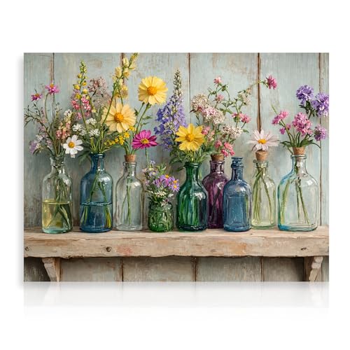 Dazzlewall Farmhouse Wildflower Jar Canvas Wall Art