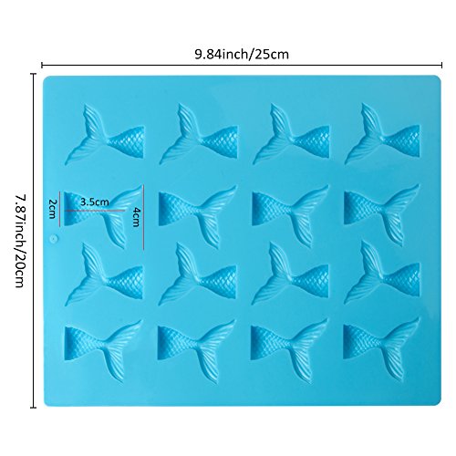 URlighting Cake Molds Kit (5 Pcs) - Silicone Mermaid Tail Fondant Cake Molds Seashells Molds Candy Chocolate Molds Cupcake DIY Baking Decoration Tools