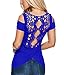 Dreamtravel Womens Short Sleeve V-neck Stripes T Shirt 100% back Guarantee, Blue, Small