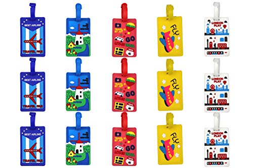 FGen 15pcs Cartoon Silicone Luggage Tag Tag Shipping Card Creative Boarding Pass Tag Luggage Tag Color