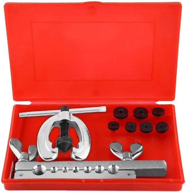 WYJW Flare Tool Kit, 9pcs Double Flaring Tool Copper Tubing Tool Kit for Copper, Aluminum Soft Steel Brake Line and Brass Tubing with Storage Case