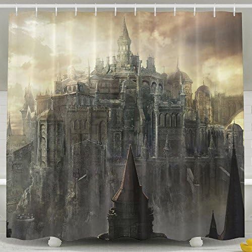 ZiXia Castle Art Bathroom Decor White Bath Curtain 6072inch Polyester Artwork Print