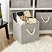 EZOWare Set of 4 Foldable Fabric Storage Bin with Cotton Rope Handle, Collapsible Resistant Basket Box Organizer for Nursery, Closet, and More – (10.5x11x10.5 inch) (Gray/Gray)