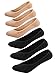 No-Show Socks for Women, Thin Low Cut Socks Loafer Liner Anti Slip Heel Black+Beige, One Size