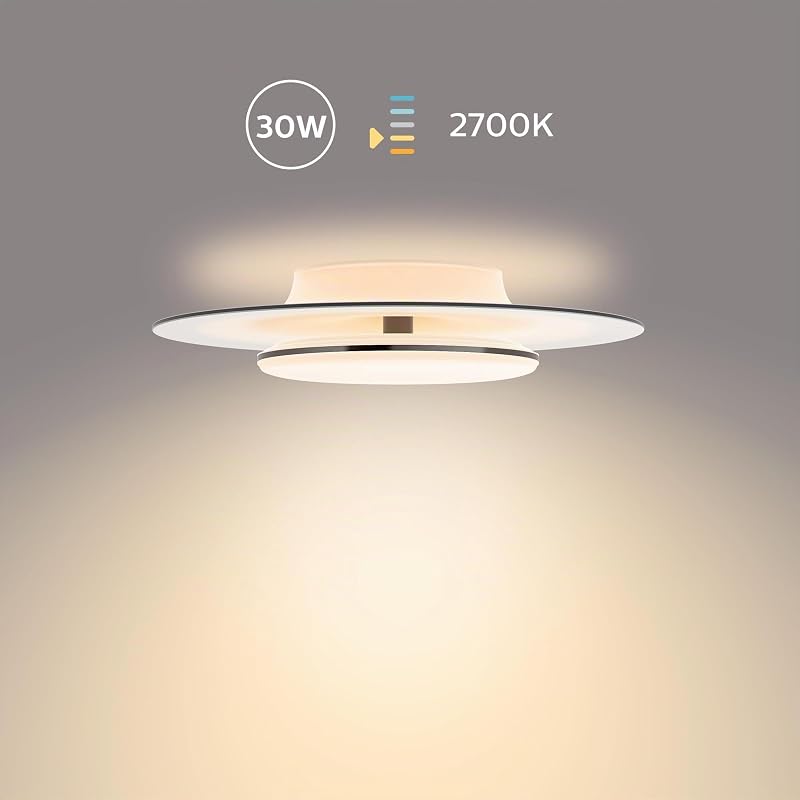 LED Garnet SceneSwitch, Plafoniera Rotonda, Luce Bianca Calda, Dimmer a Fasi, 30W, Nero