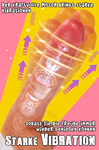 FONDLOVE Vibratoren Dildo mit Stoß- und Rotationsfunktion Realistischer Dildo mit Vibrationen 8 modi und Griff Sexspielzeug für frauen Weiches Silikon,reale Details