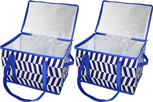 Virtual Elements Set of Two Large Insulated and Collapsible Reusable Grocery Bags