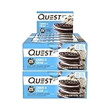 Quest Nutrition Protein Bar Cookies & Cream. Low Carb Meal Replacement Bar w/ 20g+ Protein. High Fiber, Soy-Free, Gluten-Free (24 Count)