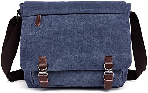 Romantic Walker Vintage Canvas Laptop Messenger Bag Satchel School Business Briefcase 15.7 Inch (Blue)