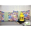Kissenbezug in Rosa, Grün mit Katzen, Dekokissen auch als Set mit Schmusetuch