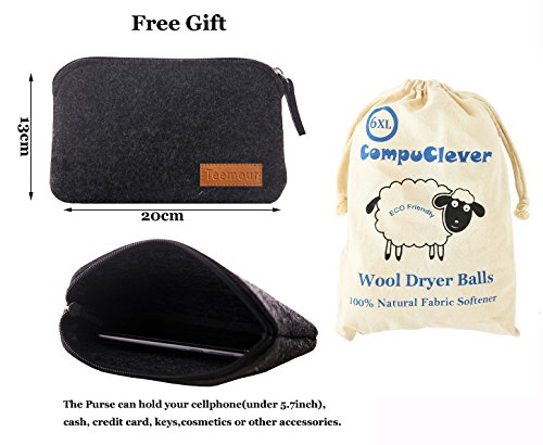 image for Wool Dryer Balls by Teemour Pack of 6 XL Organic Natural Fabric Soften