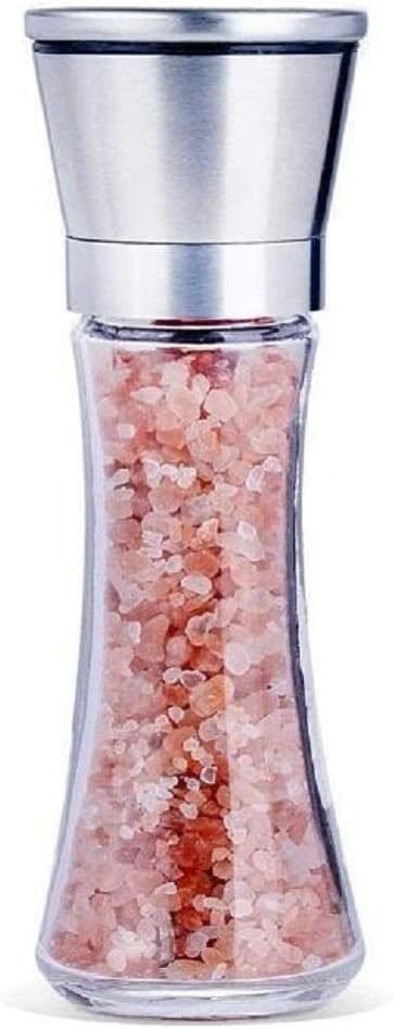 Salt and Pepper Grinder - Refillable Salt & Pepper Mills Set Salt and Pepper Shakers with Adjustable Coarseness, Premium Brushed Stainless Steel Salt and Pepper Mill Salt & Pepper Shakers (Set of 1)