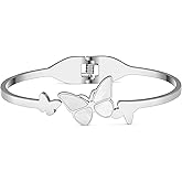 BAMAY Butterfly Bracelets Bangle Charms Stainless Steel 18K Gold Bracelets for Women Insect Jewelry Butterfly Gifts
