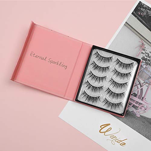 image for Fake Eyelashes WENIDA 5 Pairs 100% Handmade Reusable Premium Quality L