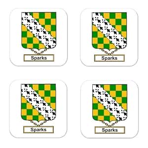 Amazon.com: Sparks Family Crest Square Coasters Coat of Arms Coasters ...