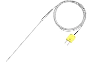 MECCANIXITY K Type Thermocouple with Plug, Meter Temperature Sensor Probe -50 to 1100°C(-58 to 2012°F) Stainless Steel, 3x200