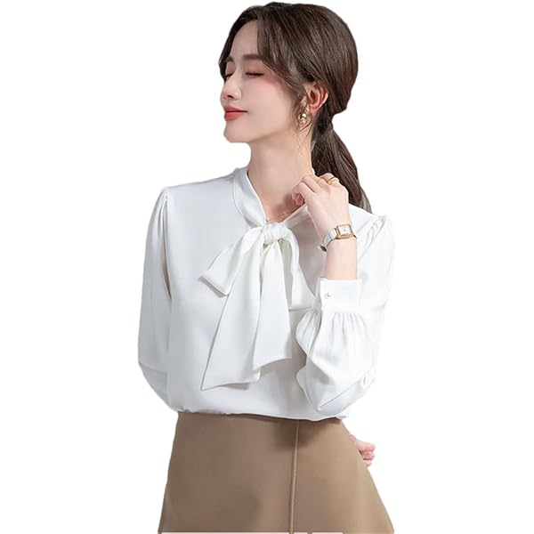Women's French Long Sleeve Detachable Ribbon Shirt Design
