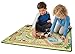 Melissa & Doug Round the Rails Train Rug With 3 Linking Wooden Train Cars (39 x 36 inches)
