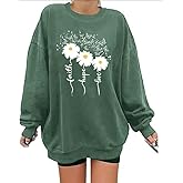 Ladicme Christian Sweatshirts For Women Oversize Faith-Hope-Love Daisy Graphic Pullover Top Casual Loose Fit Tops