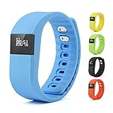 LONSUN TW64 Smart Watch Bluetooth Bracelet Call Remind Remote self-timer Smart band Calorie Counter Wireless Pedometer Sport Sleep Monitor Activity Tracker For Android IOS Phone (Blue)